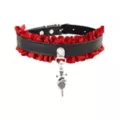 Red Ruffle Sacred Heart Choker Necklace at Spencer's