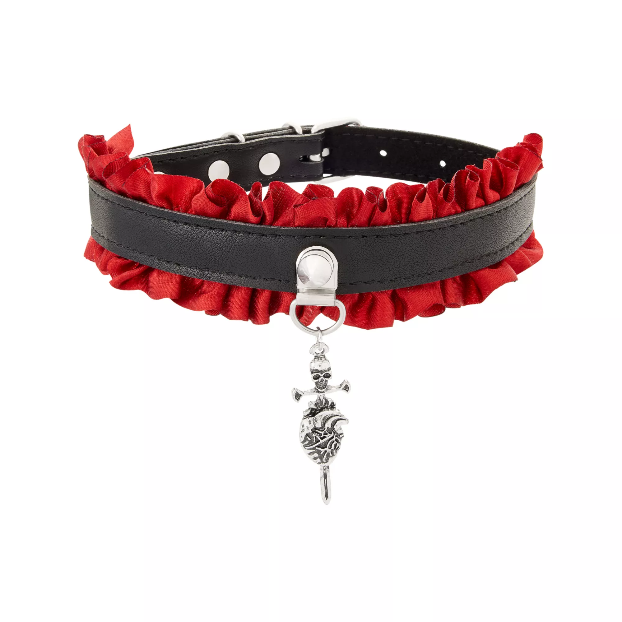 Red Ruffle Sacred Heart Choker Necklace