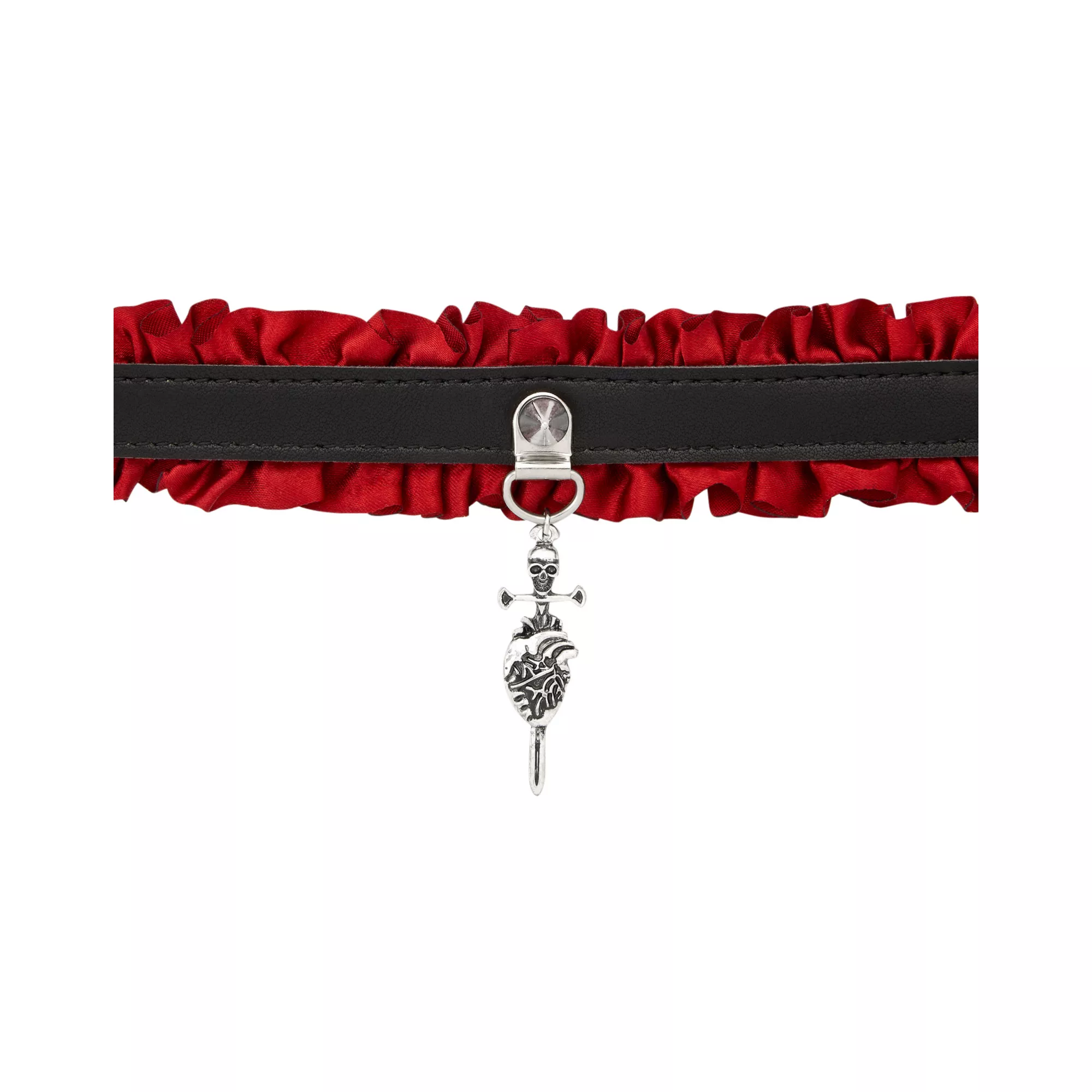 Red Ruffle Sacred Heart Choker Necklace