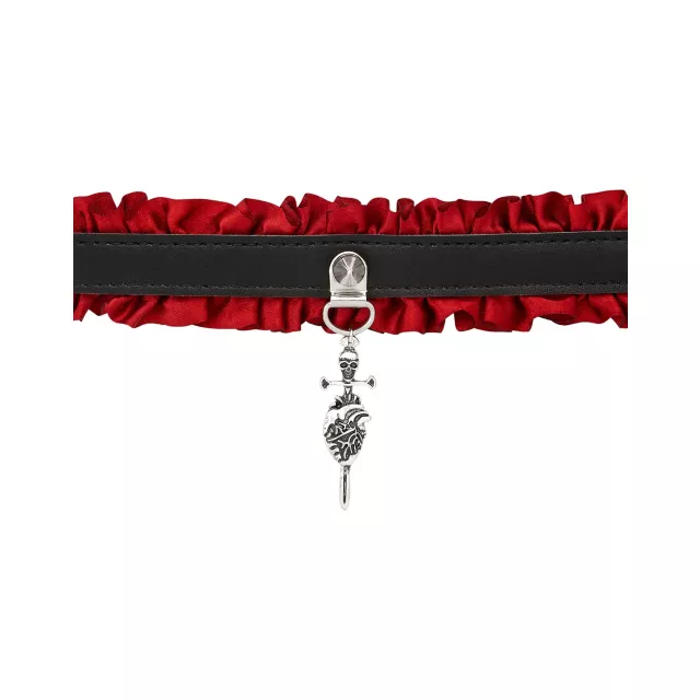 Red Ruffle Sacred Heart Choker Necklace at Spencer's