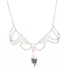 Pink Beaded Butterfly Fairy Chain Necklace at Spencer's