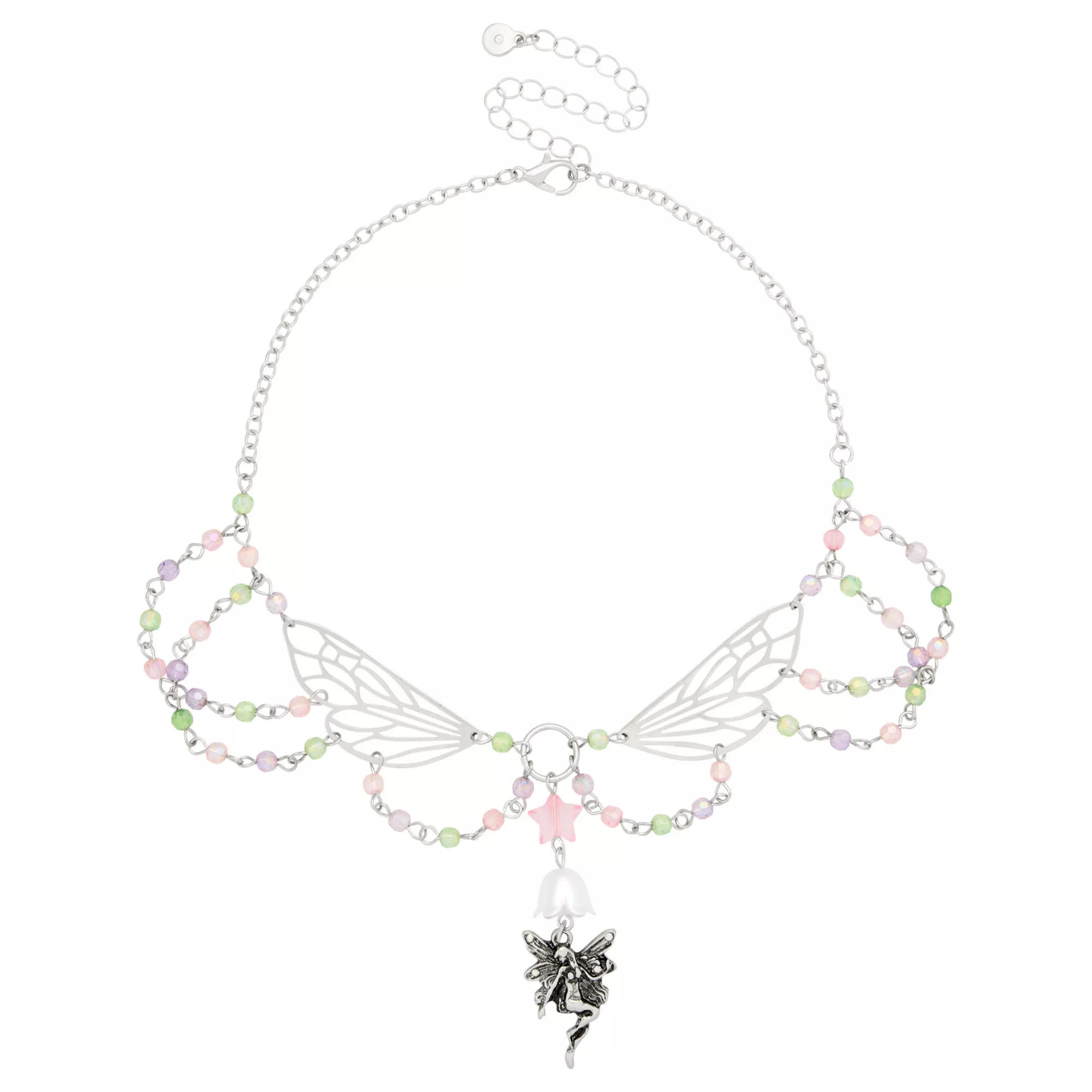 Pink Beaded Butterfly Fairy Chain Necklace at Spencer's