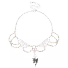Pink Beaded Butterfly Fairy Chain Necklace at Spencer's