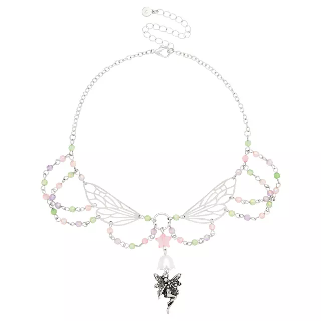 Pink Beaded Butterfly Fairy Chain Necklace at Spencer's