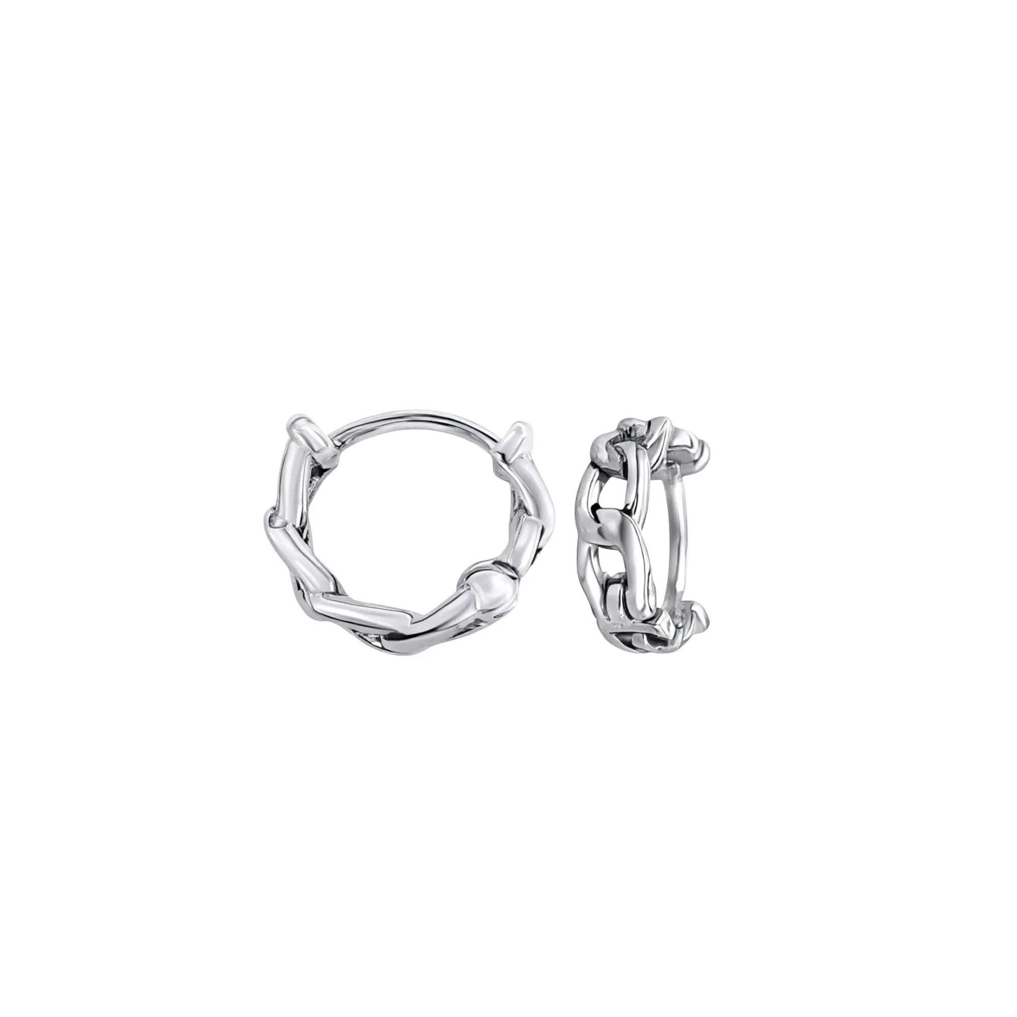 Chain Link Silver-Tone Huggie Hoop Earrings - 18 Gauge at Spencer's