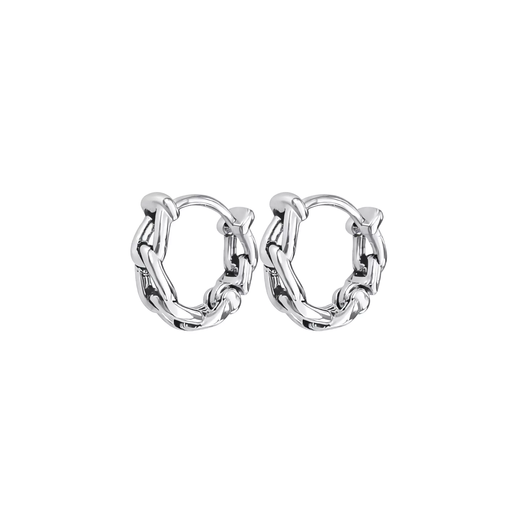 Chain Link Silver-Tone Huggie Hoop Earrings - 18 Gauge at Spencer's