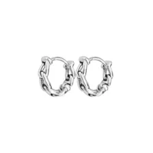 Chain Link Silver-Tone Huggie Hoop Earrings - 18 Gauge at Spencer's