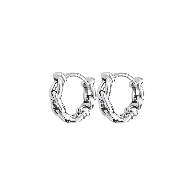Chain Link Silver-Tone Huggie Hoop Earrings - 18 Gauge at Spencer's