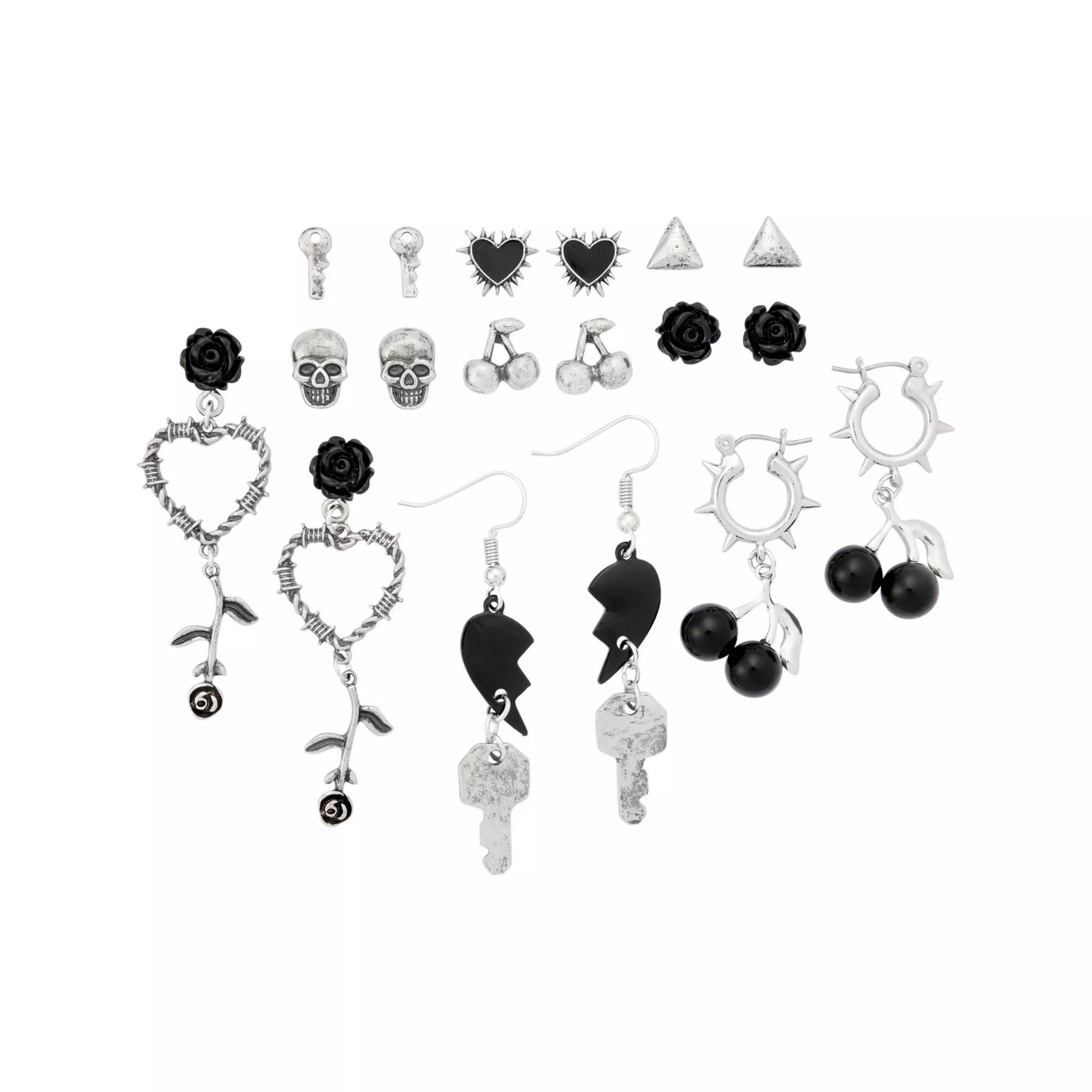 Multi-Pack Love & Death Mixed Earrings - 9 Pair