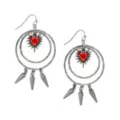 Red Heart Spike Dangle Hoop Earrings at Spencer's
