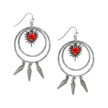 Red Heart Spike Dangle Hoop Earrings at Spencer's