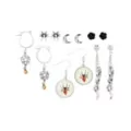 Multi-Pack Spider and Pentagram Mixed Earrings - 6 Pair at Spencer's