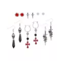 Multi-Pack Gothic Floral Sword and Cross Earrings - 6 Pack at Spencer's