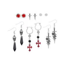 Multi-Pack Gothic Floral Sword and Cross Earrings - 6 Pack at Spencer's