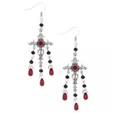 Ornate Gothic Cross Drip Dangle Earrings at Spencer's