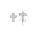 CZ Pavé Cross Silver-Tone Stud Earrings - 20 Gauge at Spencer's
