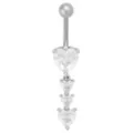 CZ Silver-Tone Titanium Hearts Dangle Belly Ring - 14 Gauge at Spencer's