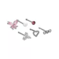 Multi-Pack Clear Pink CZ Butterfly Silver-Tone Titanium Nose Pins 6 Pack - 20 Gauge at Spencer's