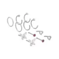Multi-Pack Clear Pink CZ Butterfly Heart Silver-Tone Titanium Nose Pins and Hoops 12 - 20 Gauge at Spencer's