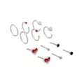 Multi-Pack Black and Red Glass Heart Silver-Tone Titanium Nose Pins and Hoops 12 Pack - 20 Gauge at Spencer's