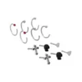 Multi-Pack Black Glass Cross and Skull Silver-Tone Titanium Nose Pins and Hoops 12 Pack - 20 Gauge at Spencer's