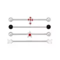 Multi-Pack Red and Clear CZ Cross Star Silver-Tone Titanium Industrial Barbells 4 Pack - 14 Gauge at Spencer's
