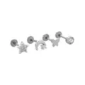Multi-Pack CZ Star Moon Butterfly Titanium Cartilage Earrings 4 Pack - 18 Gauge at Spencer's