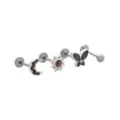 Multi-Pack Vitrail CZ Moon Sun Butterfly Titanium Cartilage Earrings 4 Pack - 18 Gauge at Spencer's