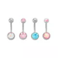 ASTM F-136 Titanium Silver-Tone Pastel Belly Rings 4 Pack - 14 Gauge at Spencer's