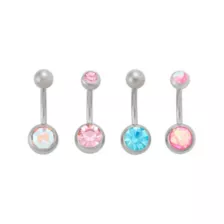 ASTM F-136 Titanium Silver-Tone Pastel Belly Rings 4 Pack - 14 Gauge at Spencer's
