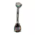 ASTM F-136 Titanium Green Teardrop CZ Belly Ring - 14 Gauge at Spencer's