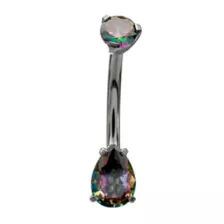 ASTM F-136 Titanium Green Teardrop CZ Belly Ring - 14 Gauge at Spencer's
