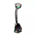 ASTM F-136 Titanium Green Teardrop CZ Belly Ring - 14 Gauge at Spencer's