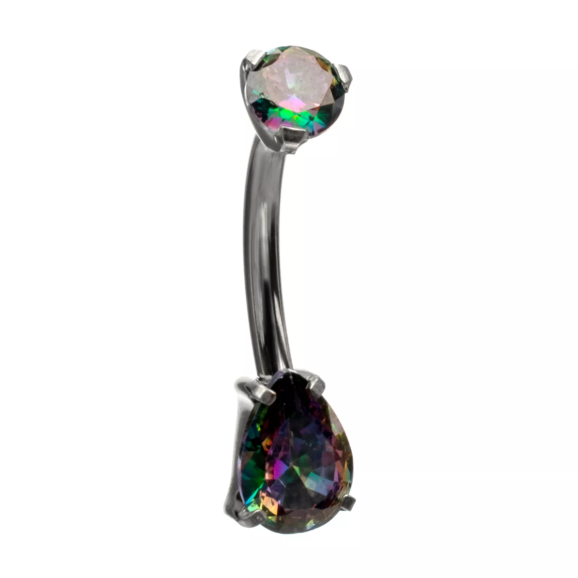 ASTM F-136 Titanium Green Teardrop CZ Belly Ring - 14 Gauge at Spencer's