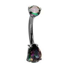 ASTM F-136 Titanium Green Teardrop CZ Belly Ring - 14 Gauge at Spencer's