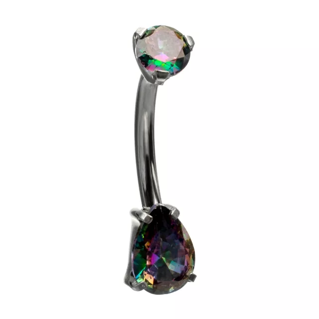 ASTM F-136 Titanium Green Teardrop CZ Belly Ring - 14 Gauge at Spencer's