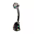 ASTM F-136 Titanium Green Teardrop CZ Belly Ring - 14 Gauge at Spencer's