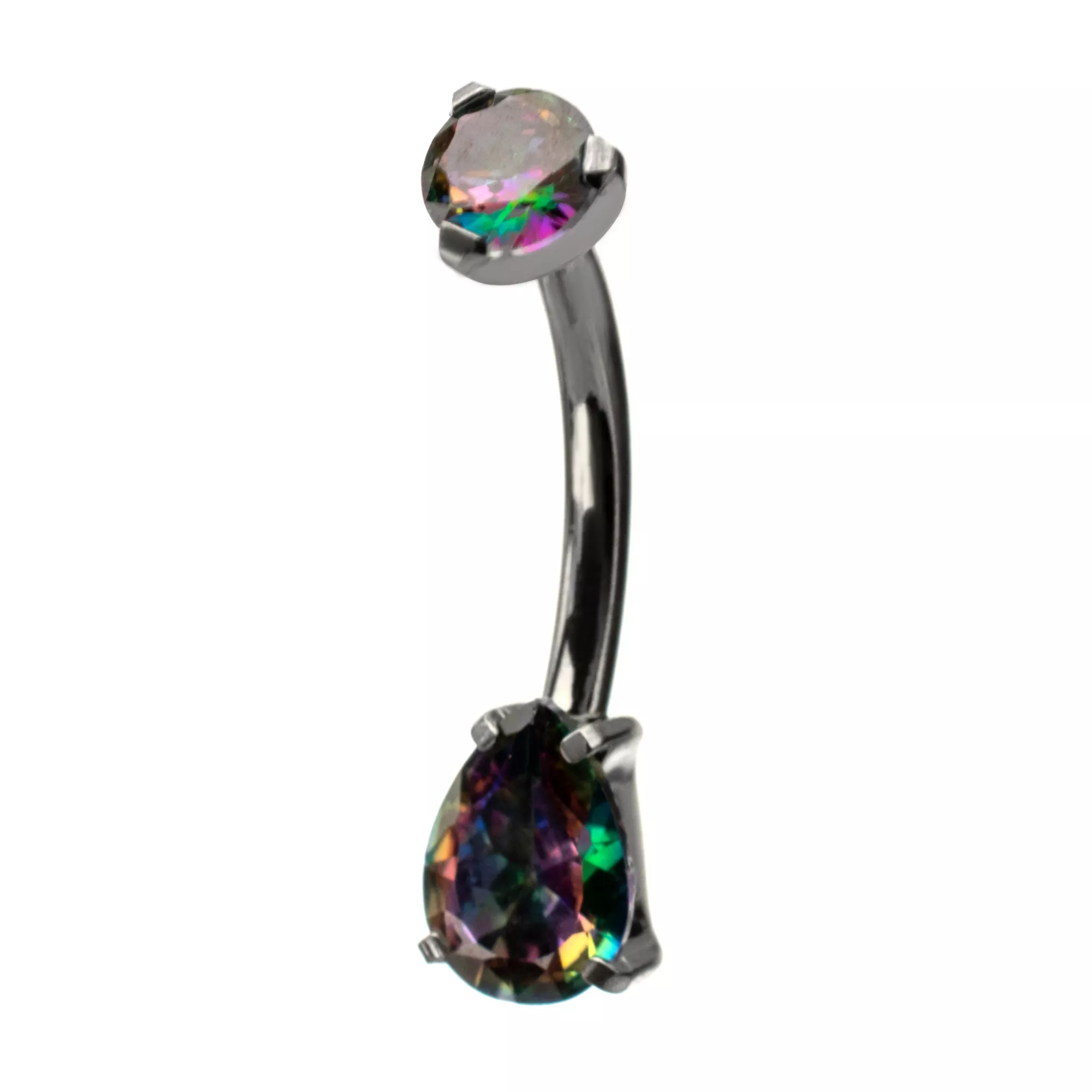 ASTM F-136 Titanium Green Teardrop CZ Belly Ring - 14 Gauge at Spencer's