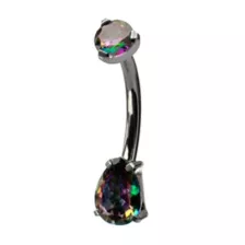 ASTM F-136 Titanium Green Teardrop CZ Belly Ring - 14 Gauge at Spencer's