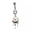 Prong CZ Star Moon Charm Titanium Dangle Belly Ring - 14 Gauge at Spencer's