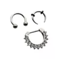 Multi-Pack ASTM F-136 Titanium Horseshoe and Charm Captive Septum Rings 3 Pack - 16 Gauge at Spencer's