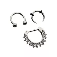 Multi-Pack ASTM F-136 Titanium Horseshoe and Charm Captive Septum Rings 3 Pack - 16 Gauge at Spencer's