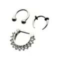 Multi-Pack ASTM F-136 Titanium Horseshoe and Charm Captive Septum Rings 3 Pack - 16 Gauge at Spencer's
