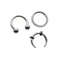 Multi-Pack ASTM F-136 Titanium Textured Septum Rings 3 Pack - 16 Gauge at Spencer's