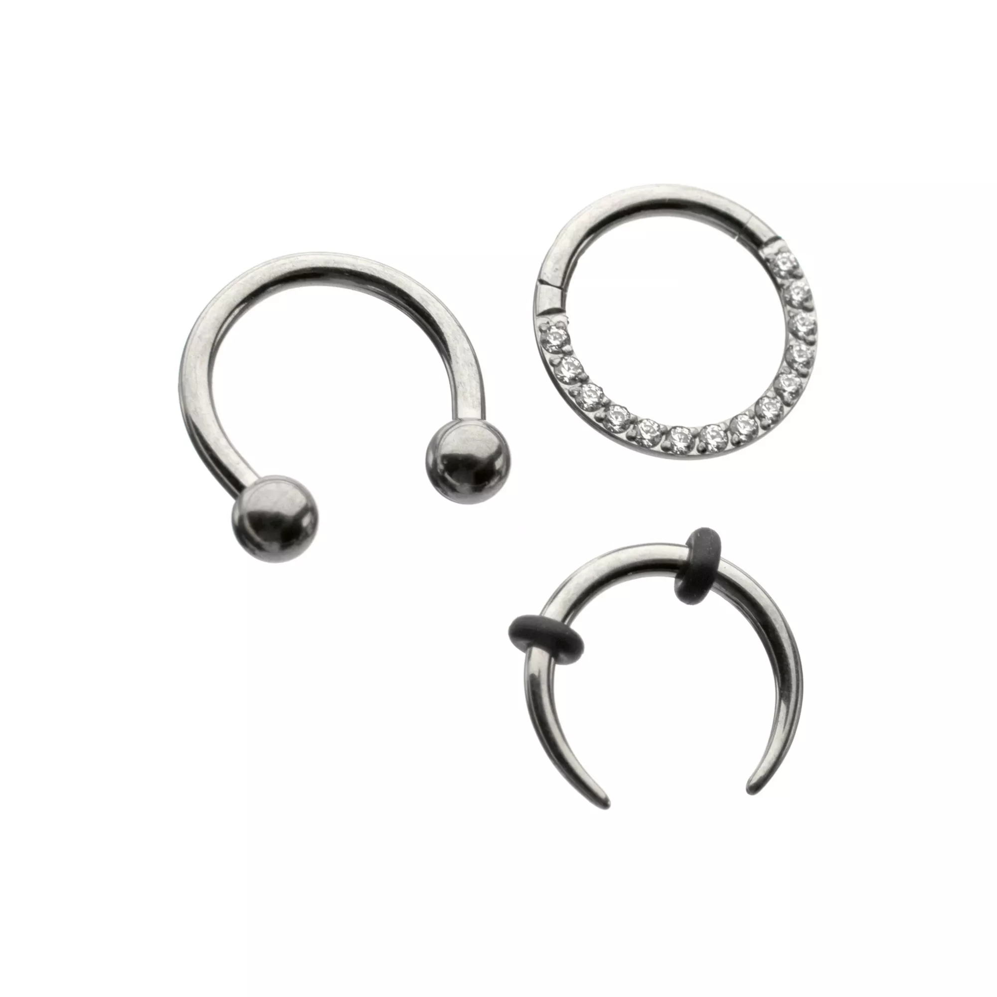 Multi-Pack ASTM F-136 Titanium Textured Septum Rings 3 Pack - 16 Gauge at Spencer's