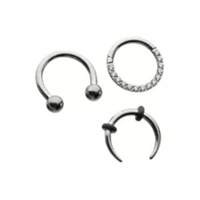 Multi-Pack ASTM F-136 Titanium Textured Septum Rings 3 Pack - 16 Gauge at Spencer's