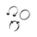 Multi-Pack ASTM F-136 Titanium Textured Septum Rings 3 Pack - 16 Gauge at Spencer's