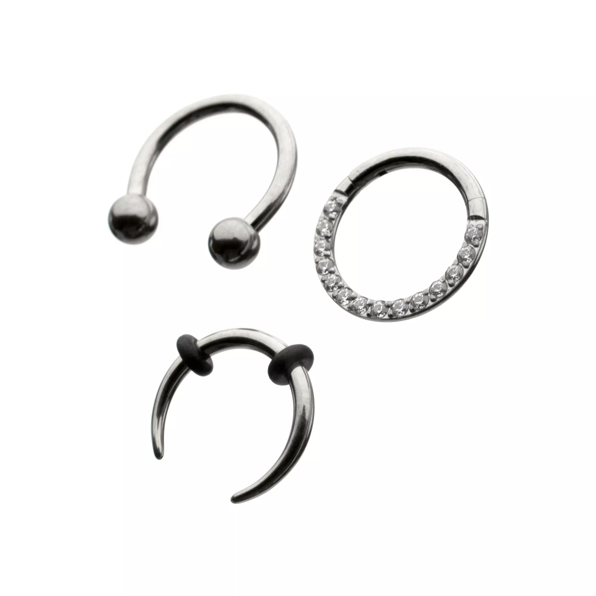 Multi-Pack ASTM F-136 Titanium Textured Septum Rings 3 Pack - 16 Gauge at Spencer's