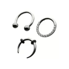 Multi-Pack ASTM F-136 Titanium Textured Septum Rings 3 Pack - 16 Gauge at Spencer's