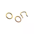 Multi-Pack ASTM F-136 Gold-Tone Titanium Septum Rings with Retainer 3 Pack - 16 Gauge at Spencer's